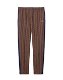 Pantalone LACOSTE uomo XH1440 Marrone jacquard con monogramma taglio dritto tasche a filetto coulisse con cordoncino in vita