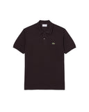 LACOSTE men's polo shirt L1212 Dark brown garlic classic buttons ribbed
