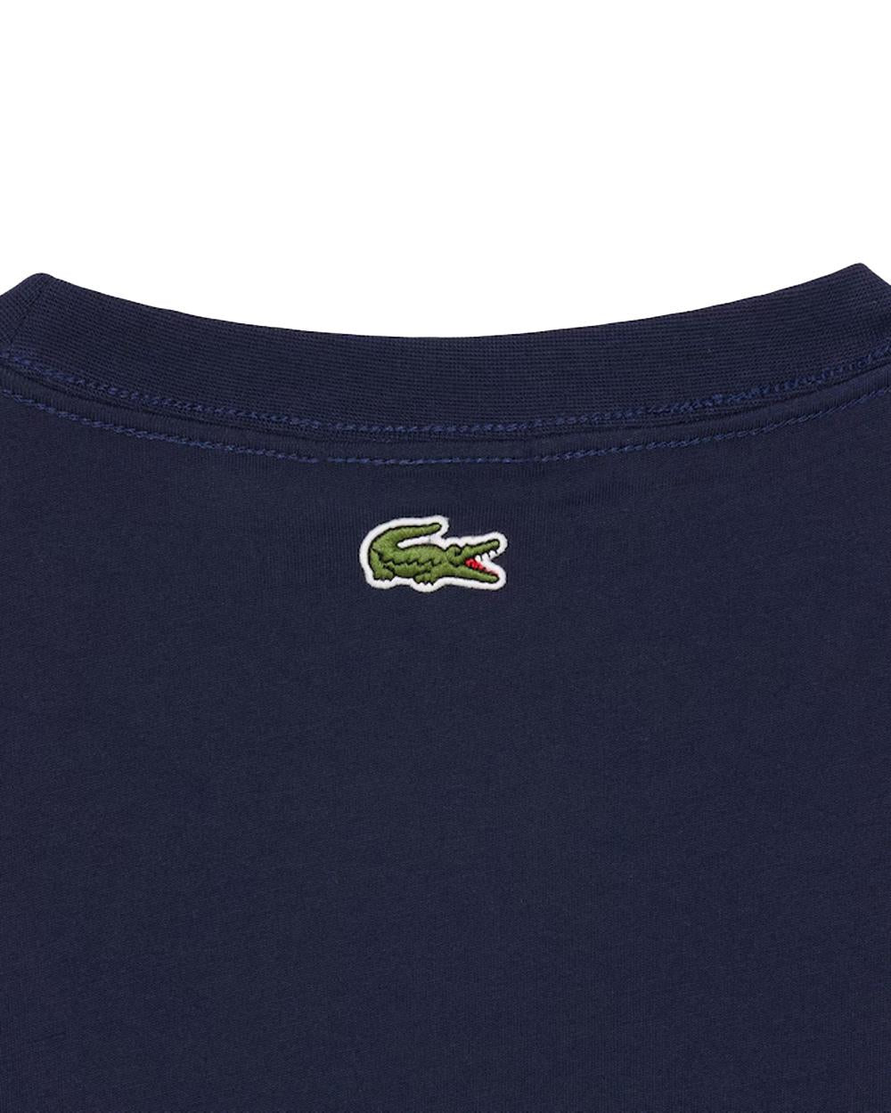 LACOSTE T-shirt LACOSTE uomo TH0753 Blu classic fit cotone collo a coste coccodrillo TH0753 166 