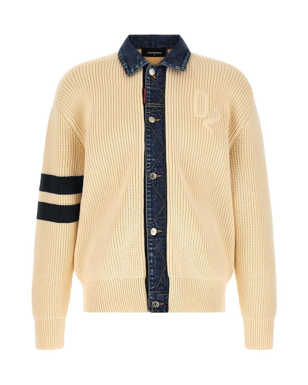 DSQUARED2 Maglia DSQUARED2 uomo S74HA1591D13185 Beige casual cotone collo classico polsi a costine S74HA1591D13185 961 