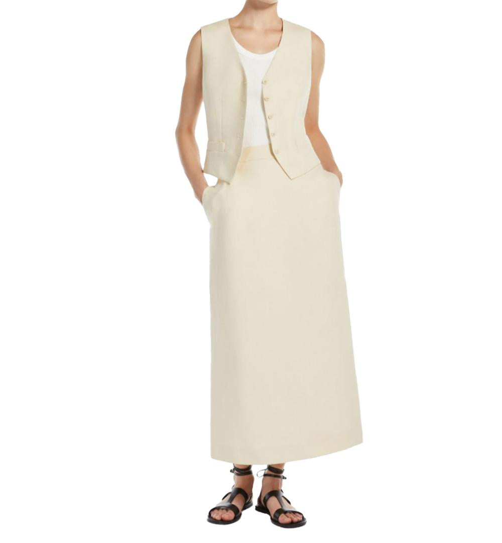 WEEKEND Gilet Weekend donna Pace 2515151012600 Beige viscosa lino fibbia filetto taschini bottoni 2515151012600 004 