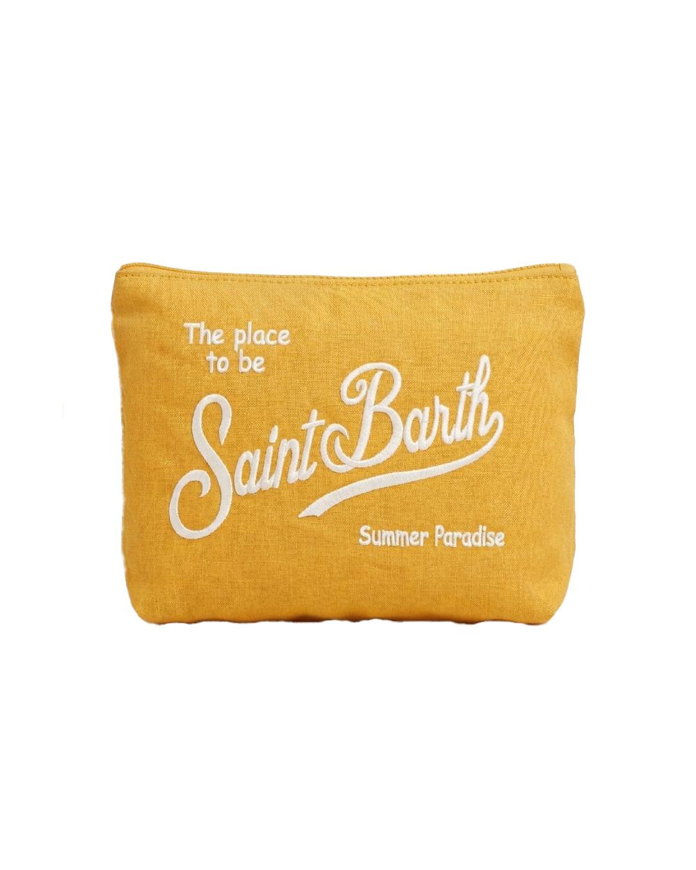 MC2 SAINT BARTH Pochette MC2 SAINT BARTH uomo ALINE SOFT LINEN ALI005100554L Gialla logo tinta unita lino zip ALI005100554L 96 