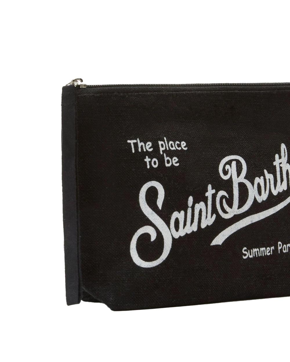 MC2 SAINT BARTH Pochette MC2 SAINT BARTH unisex Aline Linen ALI000401137L Nero lino xip tinta unita cinturino ALI000401137L 00 