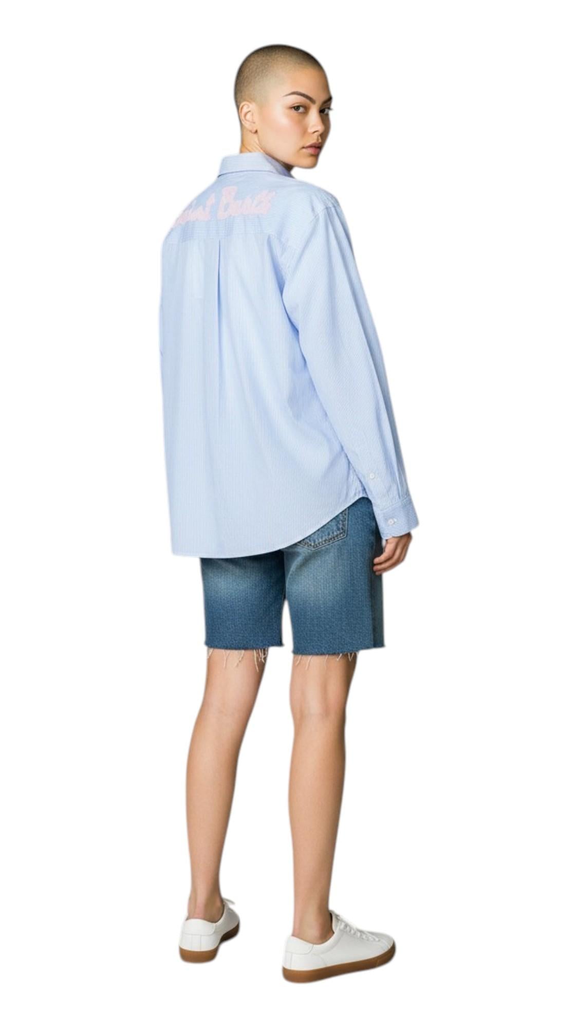 MC2 SAINT BARTH Camicia MC2 SAINT BARTH donna BRIG005 01859L 31 Brigitte Embry Cotton Stripes Micro a righe Celeste Bianco<BR/> BRIG00501859L 31 