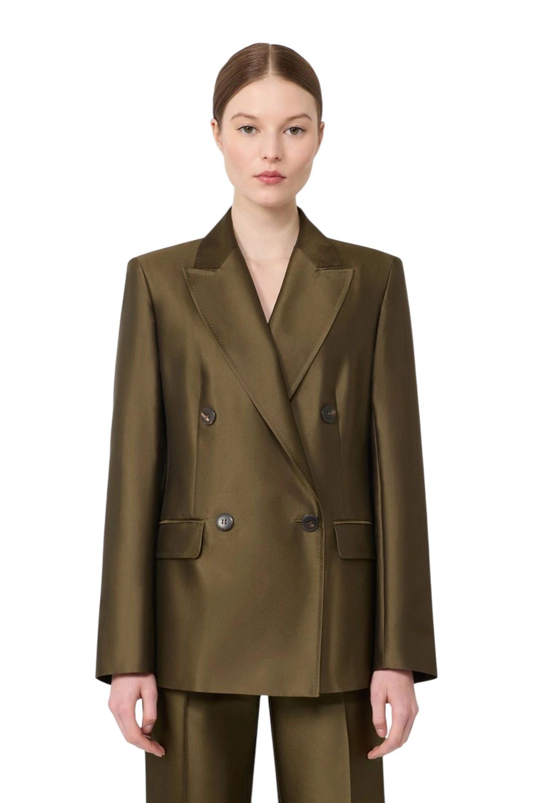 STUDIO Blazer Studio donna 2616041081600 003 Peccati doppiopetto in shantung Verde kaki<BR/> 2616041081600 003 