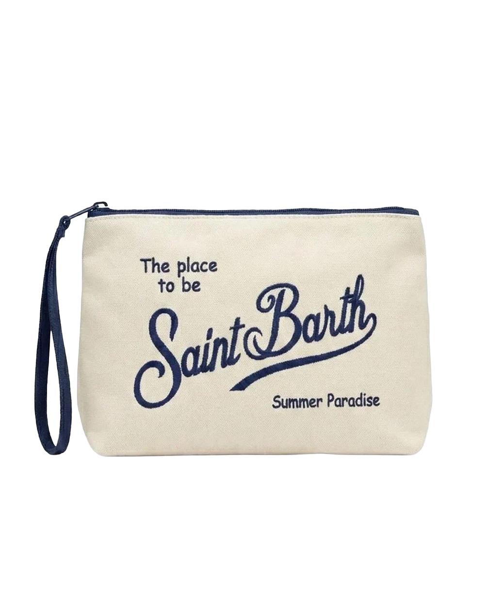 MC2 SAINT BARTH Pochette MC2 SAINT BARTH unisex Aline Canvas ALI004700196L Beige canvas zip logo<BR/> ALI004700196L 1161 