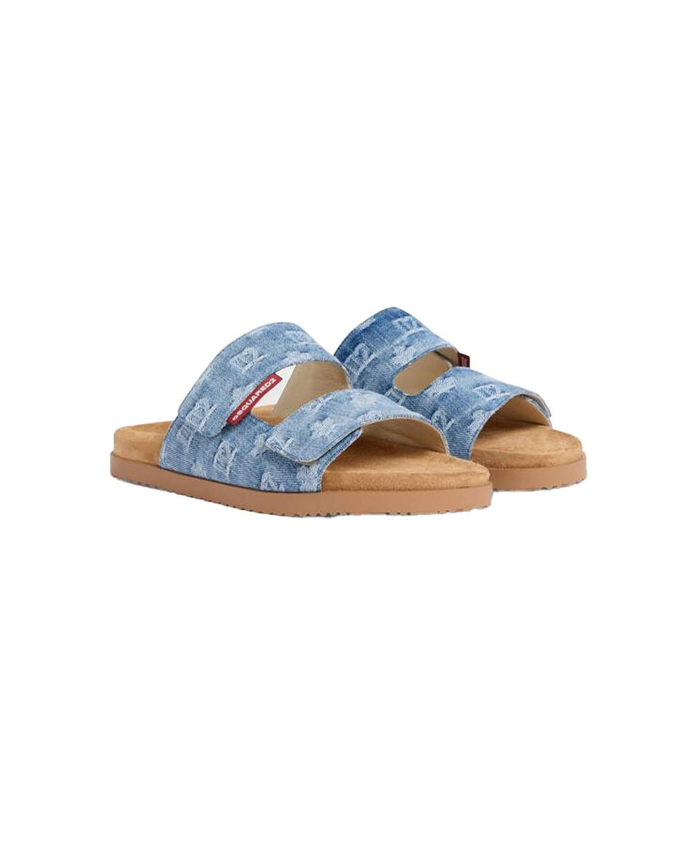 DSQUARED2 Sandalo DSQUARED2 uomo FSM0087101087523 Azzurro suola sagomata logo monogram chiusura cinturino a strappo FSM0087/101087523 098 