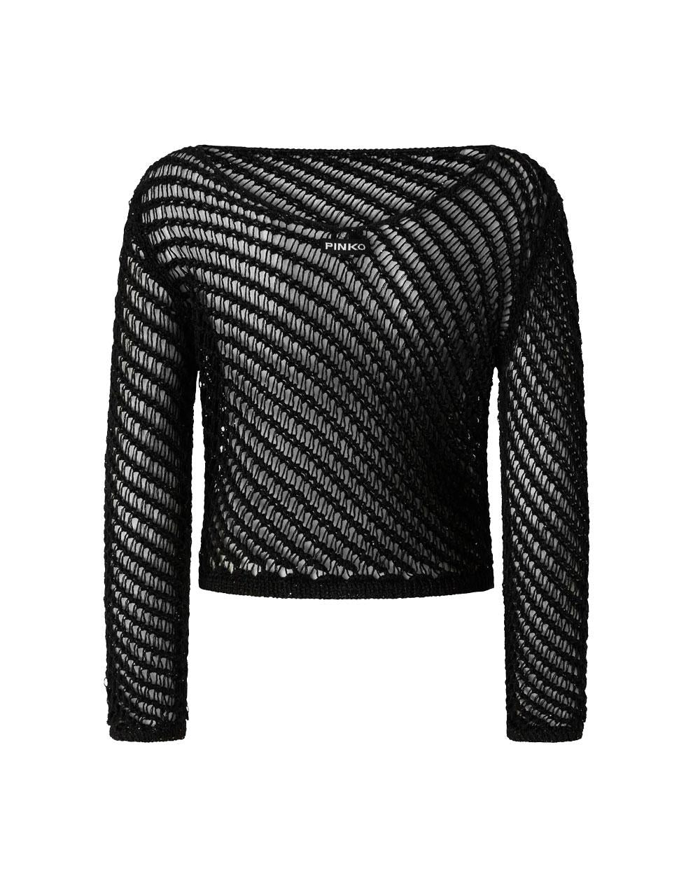 PINKO T-shirt donna Pinko 106540A36H Faglia nera effetto uncinetto paillettes 106540A36H ZL7 