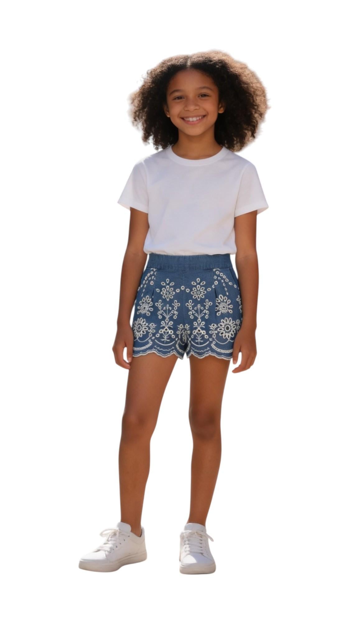MC2 SAINT BARTH Bermuda MC2 SAINT BARTH bambina AMN0002 00473L 10 Amani Jr in chambray con ricamo Denim<BR/> AMN000200473L 10 
