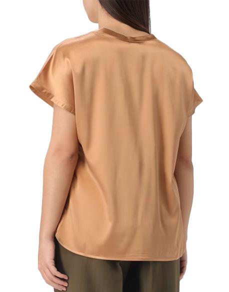 PINKO Blusa Pinko donna 100100A2JR Marrone seta girocollo orlo dritto 100100A2JR L17 