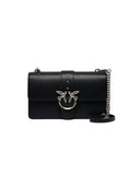 Women's PINKO LOVE ONE ST CL 105857A0F1 Black leather handbag with adjustable shoulder strap