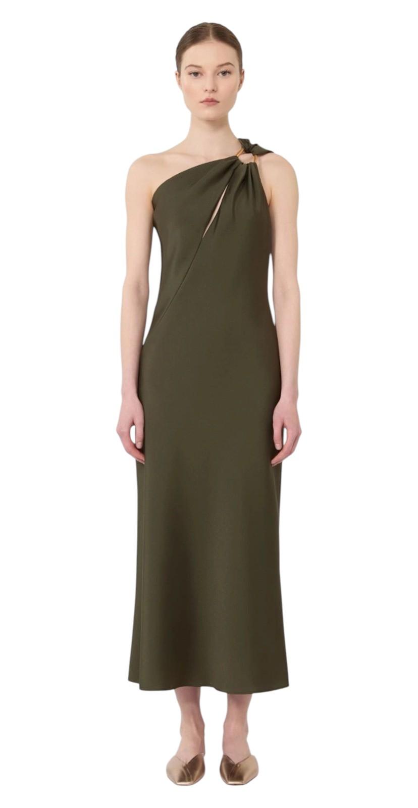 STUDIO Abito Studio donna 2616221033600 003 Entrata monospalla Verde muschio<BR/> 2616221033600 003 