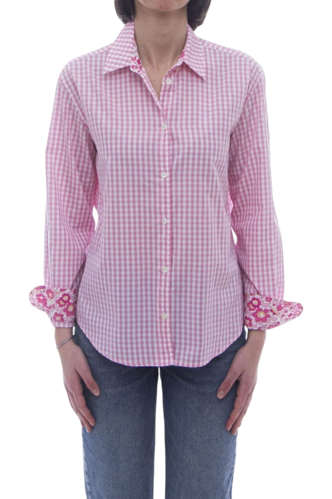 MC2 SAINT BARTH Camicia MC2 SAINT BARTH donna MDH001 00723L 21 Meredith Cotton Stripe con ricamo Viziata a quadri Rosa <BR/> MDH00100806L 21 