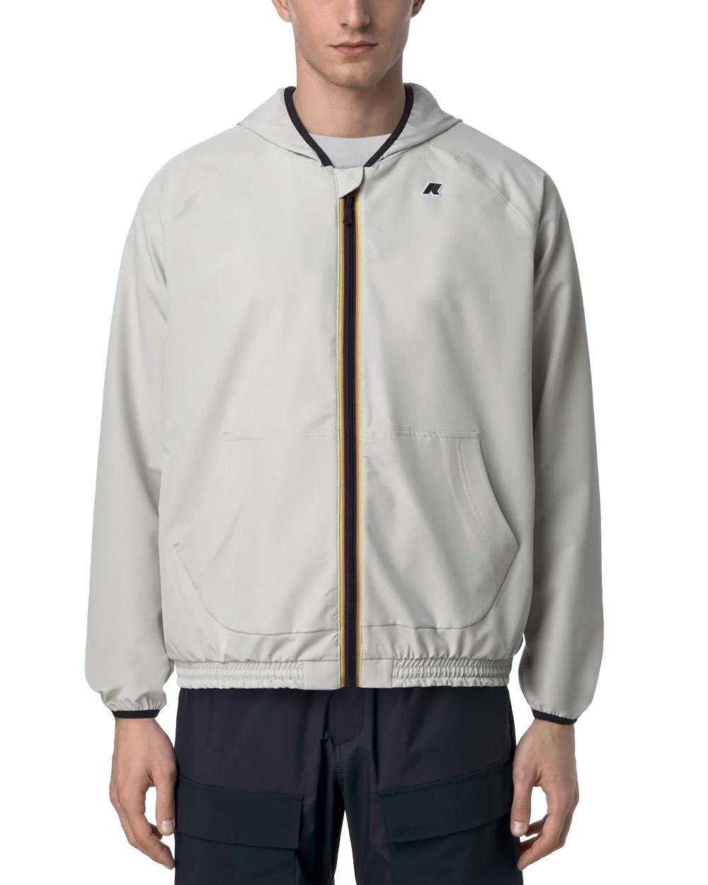 K-WAY Giubbino K-WAY uomo K8138RW SIA Beige cappuccio zip tasca logo poliestere K8138RW 634 
