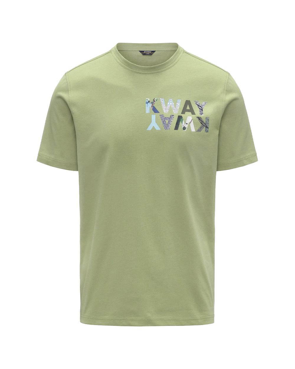 K-WAY T-shirt K-WAY uomo K71354W ODOM SLIM JERSEY KWAY LETTERING Lime jersey cotone girocollo slim K71354W T70 