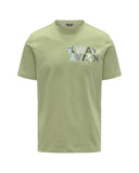 K-WAY men's T-shirt K71354W ODOM SLIM JERSEY KWAY LETTERING Lime cotton jersey crew neck slim fit