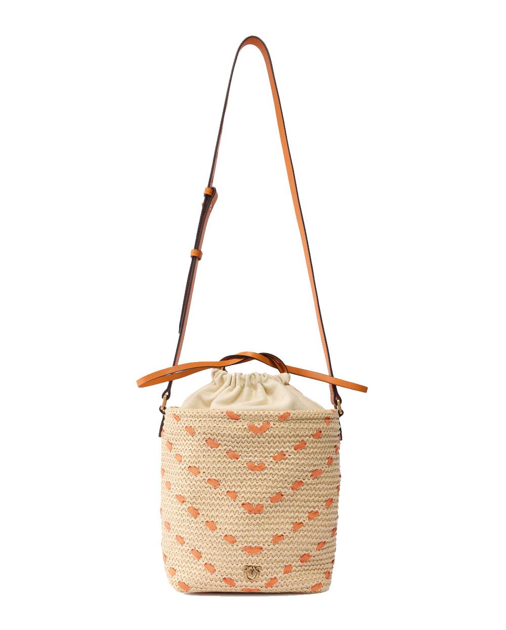 PINKO Borsa Pinko donna 106835A391 Bucket mini arancio rafia chevron<BR/><BR/><BR/> 106835A391 HH9Q 