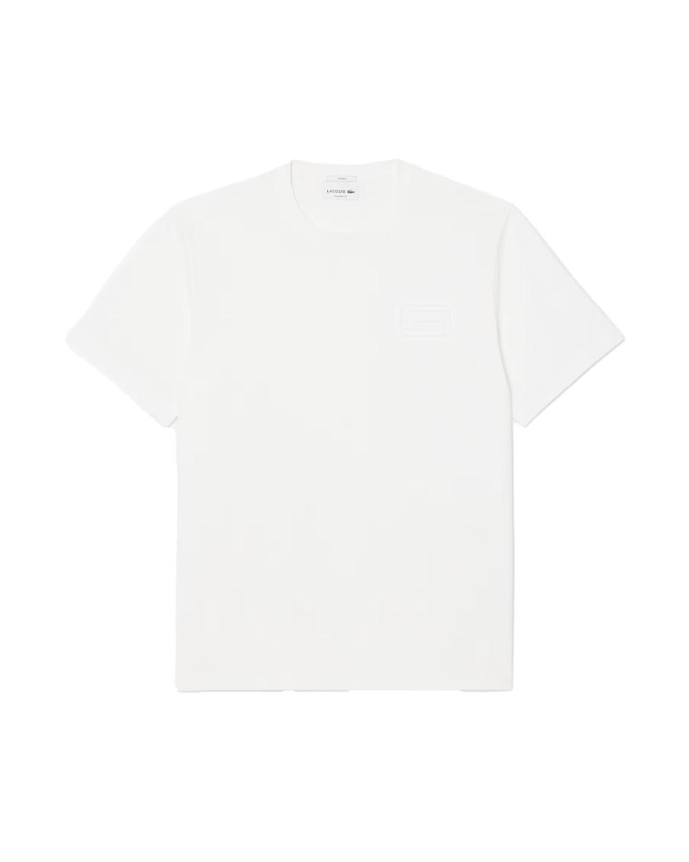 LACOSTE T-shirt LACOSTE uomo TH0753 Bianca maniche corte marchio classic fit collo a coste TH0753 70V 