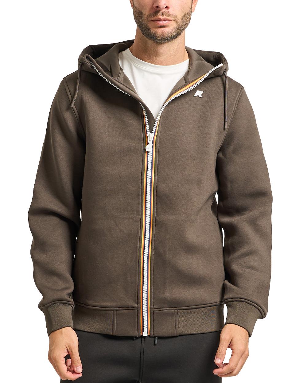 K-WAY Felpa K-WAY uomo RAINER SPACER K2141DW Marrone materiali tecnici scuba interlock spessorato  struttura spacer logo in silicone K2141DW XRG 