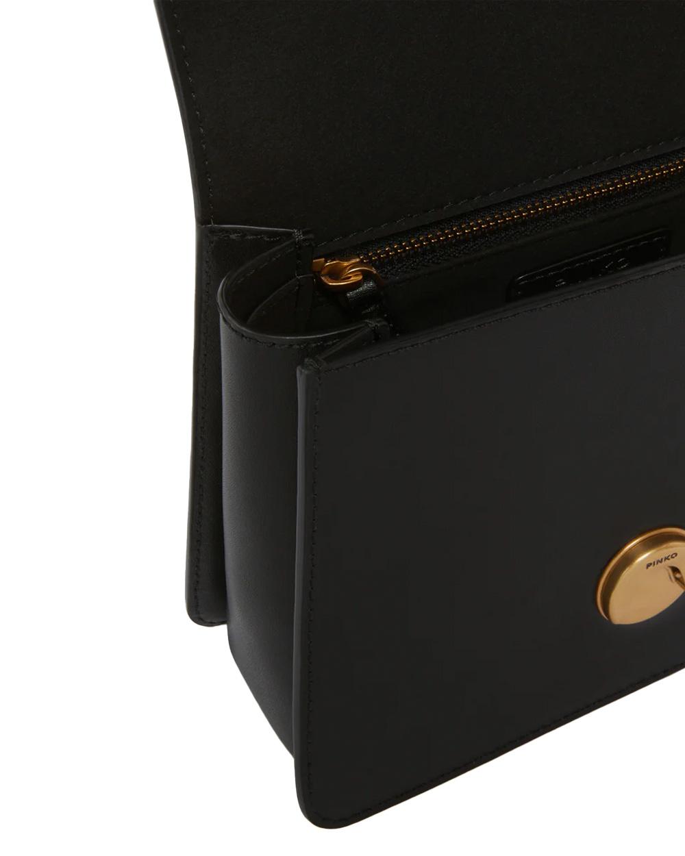 PINKO Borsa PINKO donna LOVE BAG ONE TOP HANDLE LIGHT SIMPLY 100071A0F1 Nera pelle oro tracolla manico 100071A0F1 Z99Q 