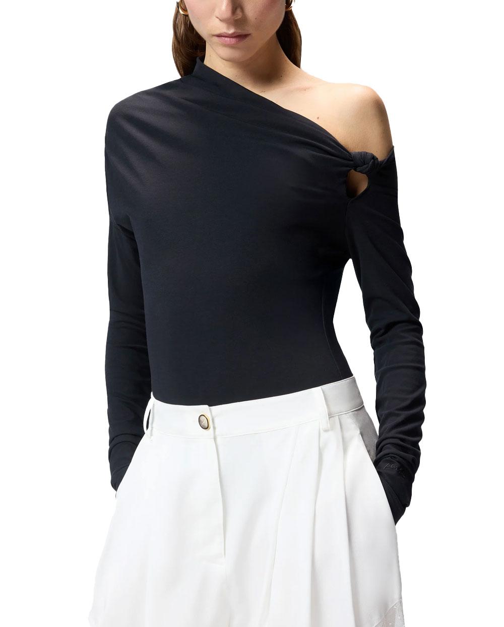 PINKO Body Pinko donna 106620A35D Daphne nero scollo asimmetrico<BR/> 106620A35D Z99 