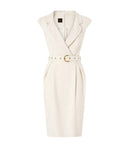 Pinko women's dress 106565A2W6 Amandine cream midi wrap belt