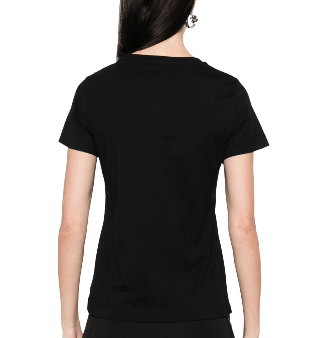 PINKO T-shirt Pinko donna 100355A2HN Nera cotone orlo dritto scollo rotondo logo manica corta 100355A2HN Z99 