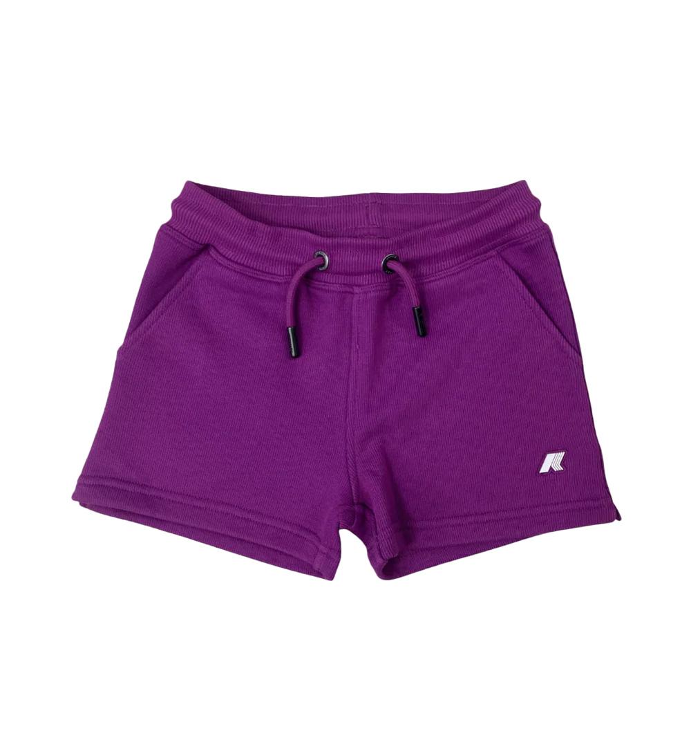 K-WAY Short K-Way bambina K8136QW Viola tinta unita coulisse due tasche logo K8136QW 521 