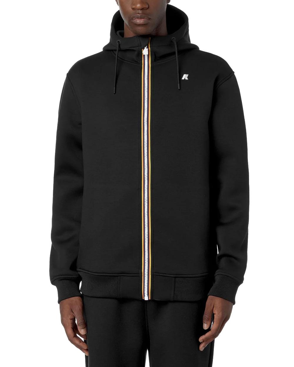 K-WAY Felpa K-WAY uomo RAINER SPACER K2141DW Nero materiali tecnici scuba interlock spessorato  struttura spacer logo in silicone K2141DW USY 