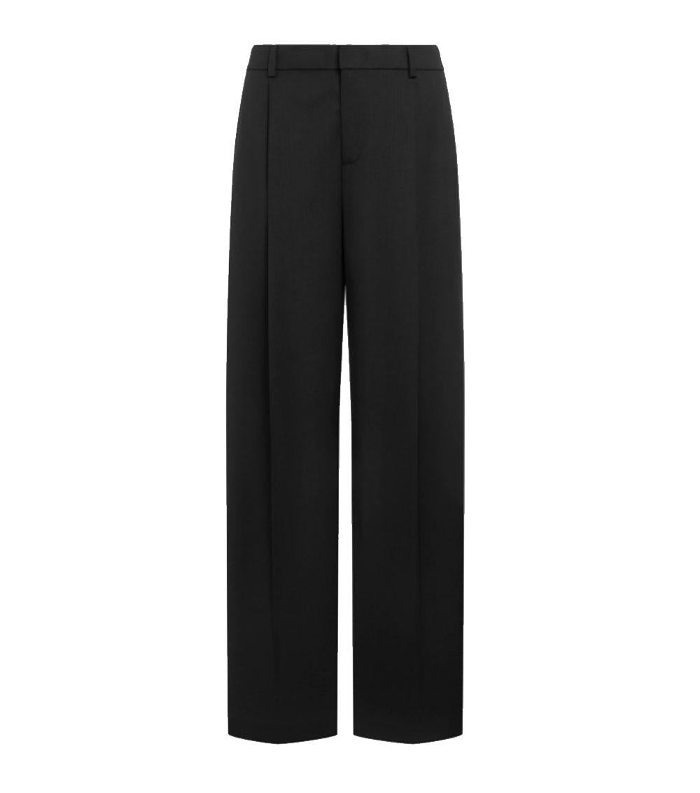 DONDUP Pantalone Dondup donna DP840WS0110D Lia nero wide leg gabardina fresco lana<BR/><BR/> DP840WS0110D 999 
