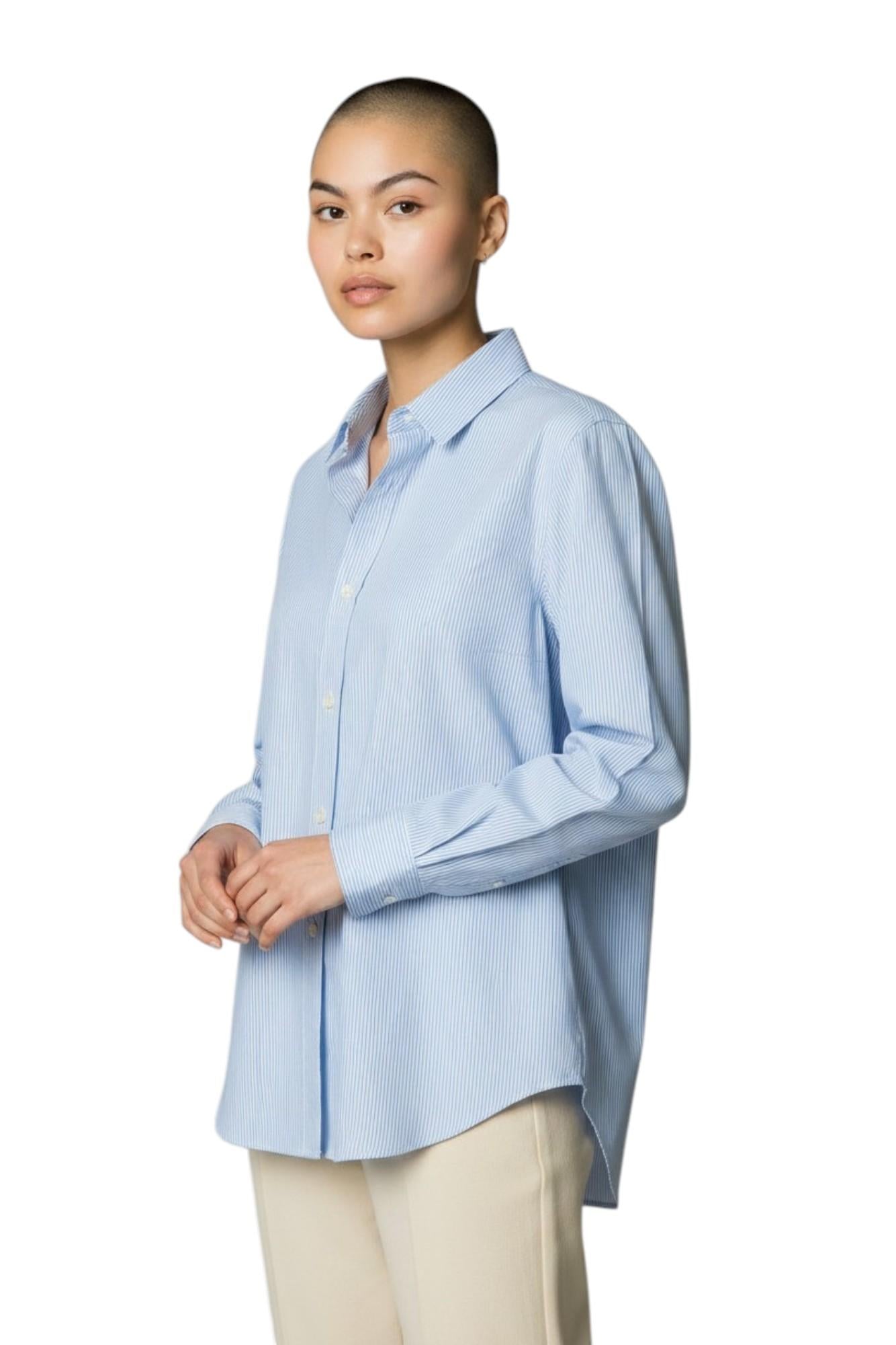 MC2 SAINT BARTH Camicia MC2 SAINT BARTH donna BRIG005 01859L 31 Brigitte Embry Cotton Stripes Micro a righe Celeste Bianco<BR/> BRIG00501859L 31 
