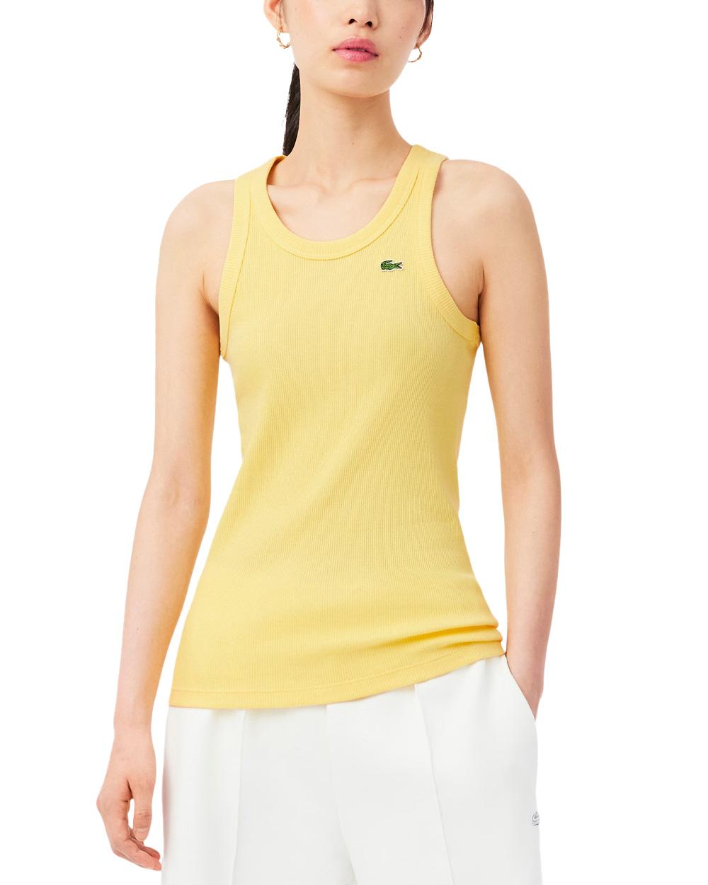 LACOSTE Top LACOSTE donna TF5388 Giallo cotone aderente slim fit TF5388 107 
