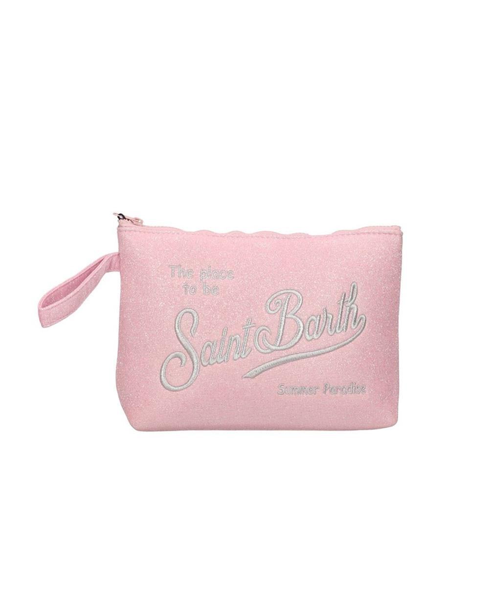 MC2 SAINT BARTH Pochette MC2 SAINT BARTH unisex Aline Lurex ALI001803000L Rosa logo frontale posteriore cerniera ALI001803000L 21 