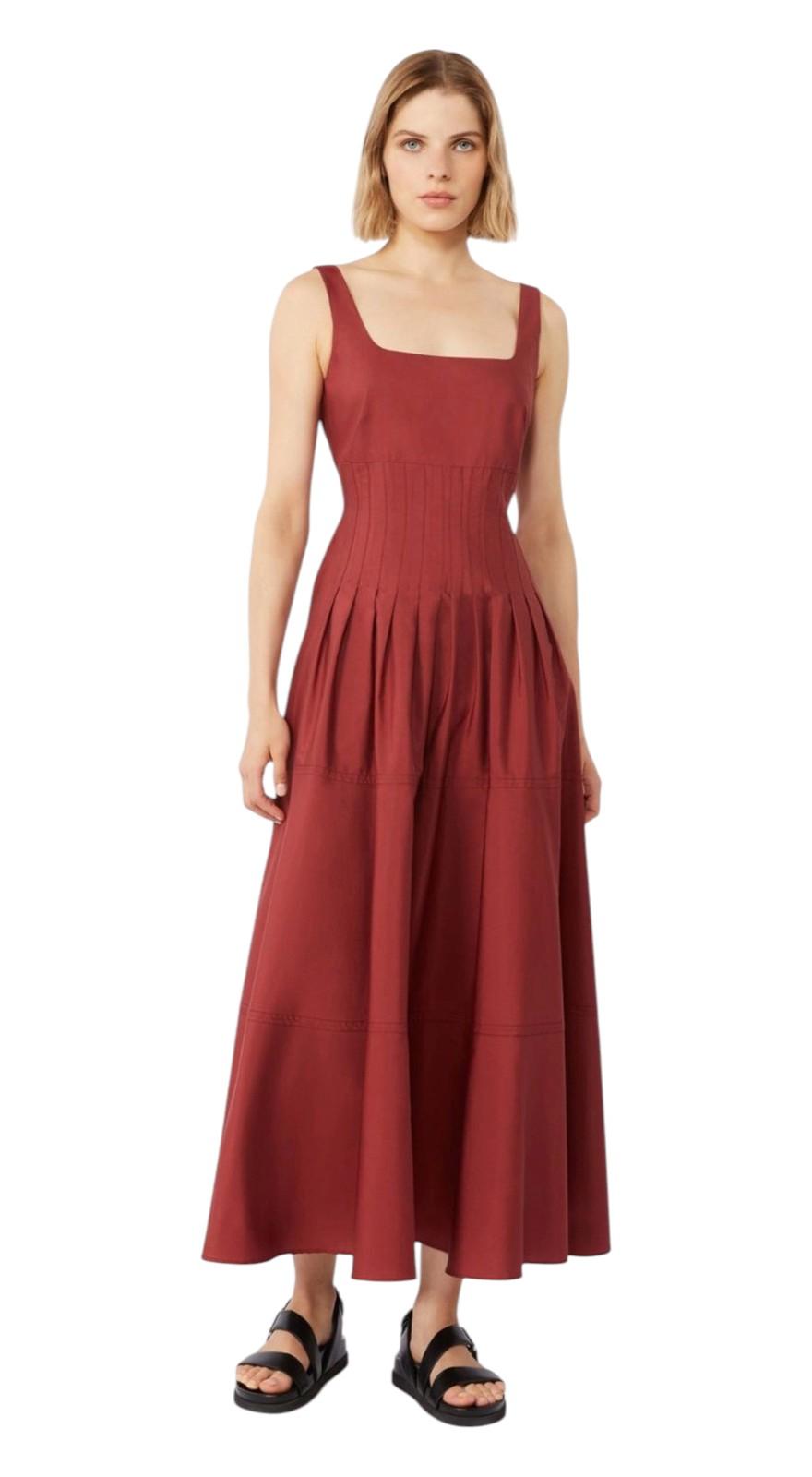 STUDIO Abito Studio donna 2616221022600 074 Feltre con gonna ampia Mattone Rosso<BR/> 2616221022600 074 
