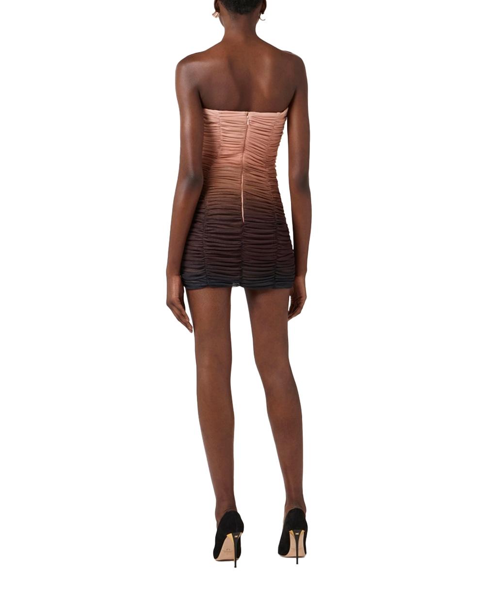ELISABETTA FRANCHI Abito ELISABETTA FRANCHI donna AB83062E2 Nude tulle micro balze logo strass AB83062E2 FF1 