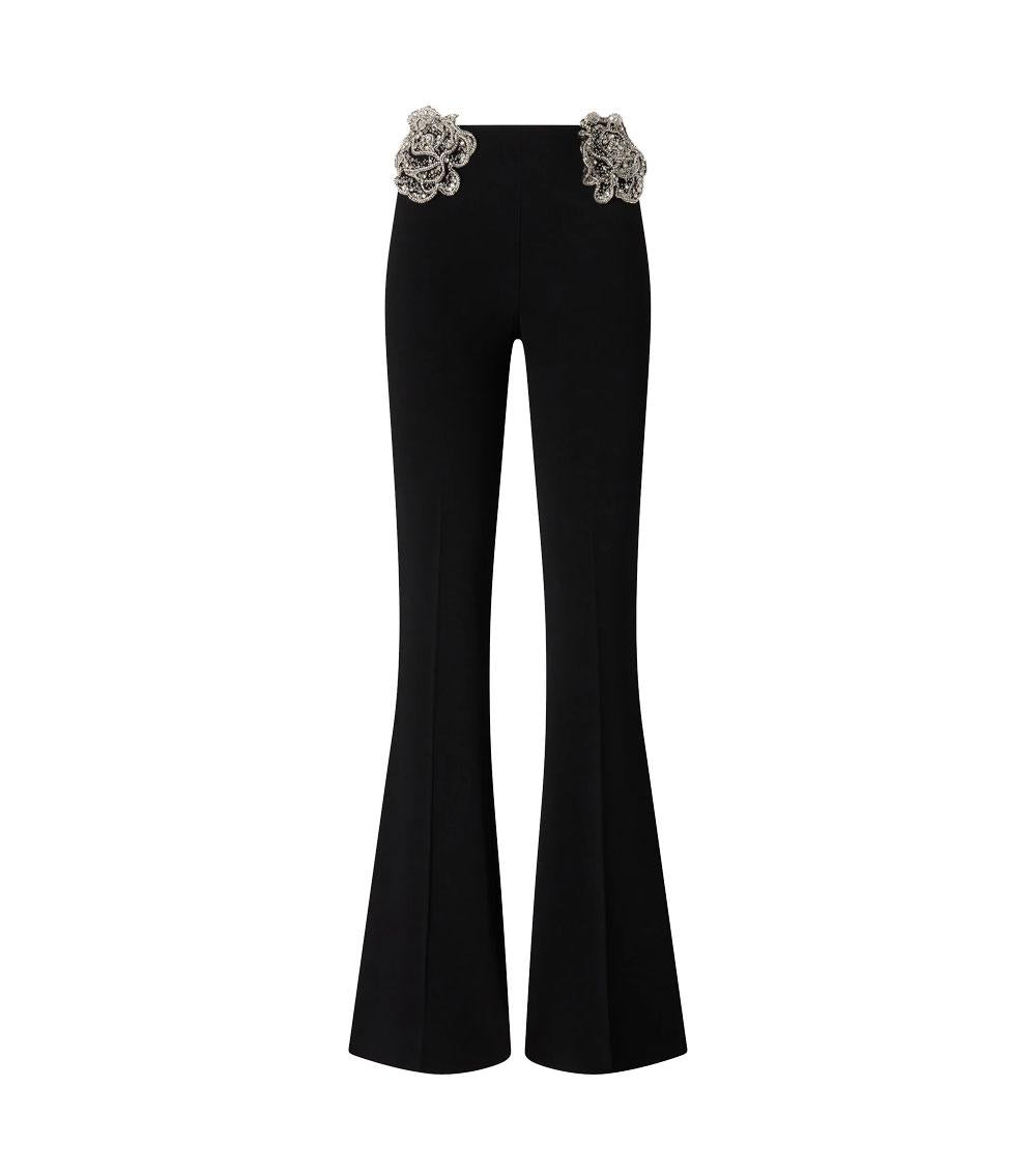 PINKO Pantaloni donna Pinko 106445A31P Cocomero nero rose gioiello ricamate<BR/><BR/> 106445A31P Z99 