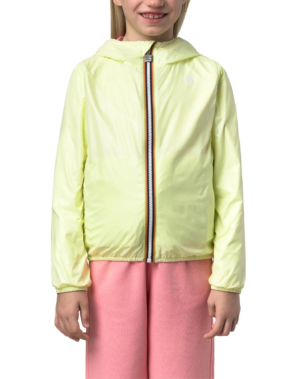 K-WAY Giubbino K-WAY bambina K61313WR P. LILY PLUS.2 REVERSIBLE Rosa Lime impermeabile cappuccio tasche reversibile K61313WR C0W 