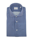 Camicia XACUS uomo ACT558ML21635 Blu micro pattern geometrico all over collo semi francese