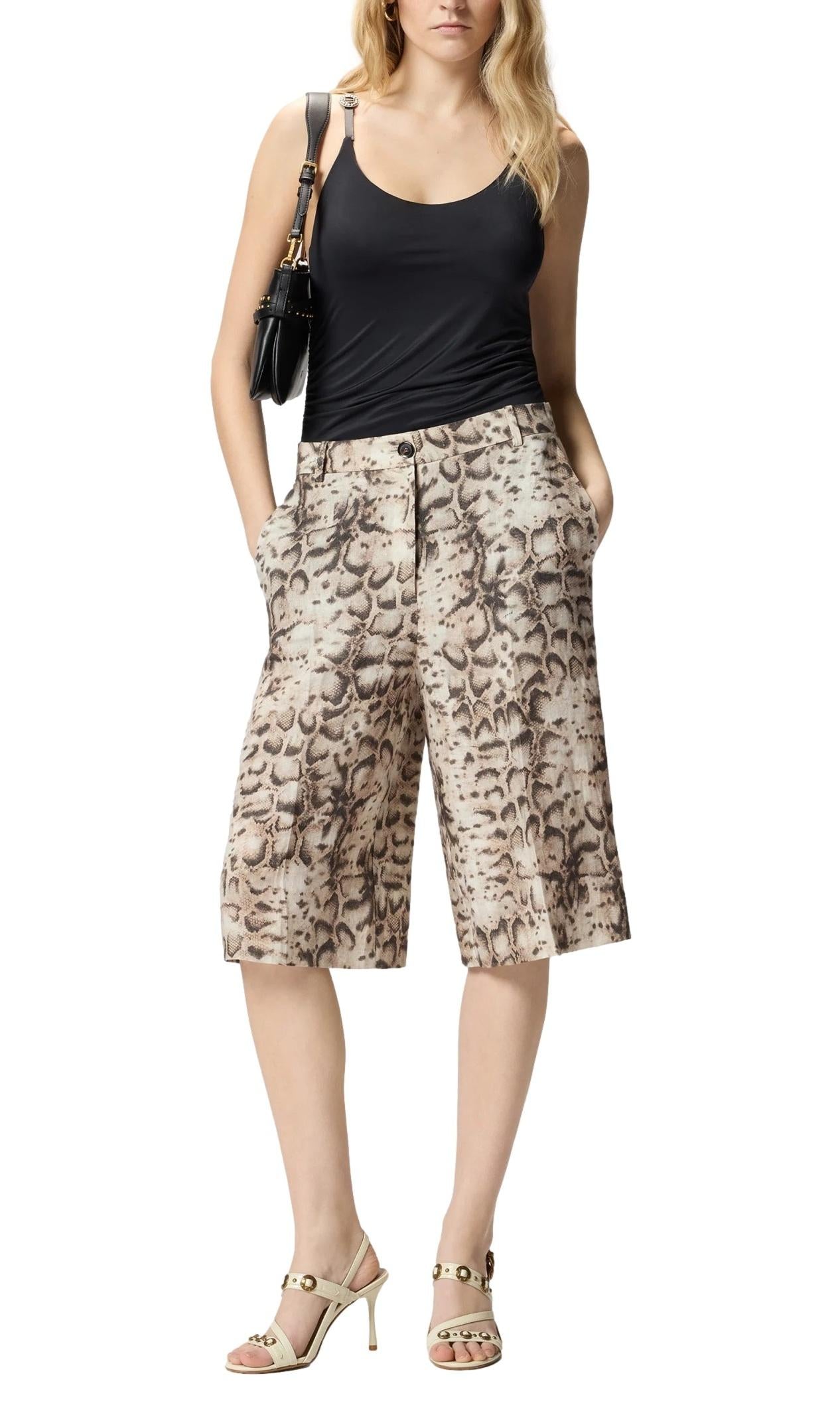 PINKO Bermuda Pinko donna 106870A3BL CZ9 Cattolica con stampa animalier Beige Nero <BR/> 106870A3BL CZ9 