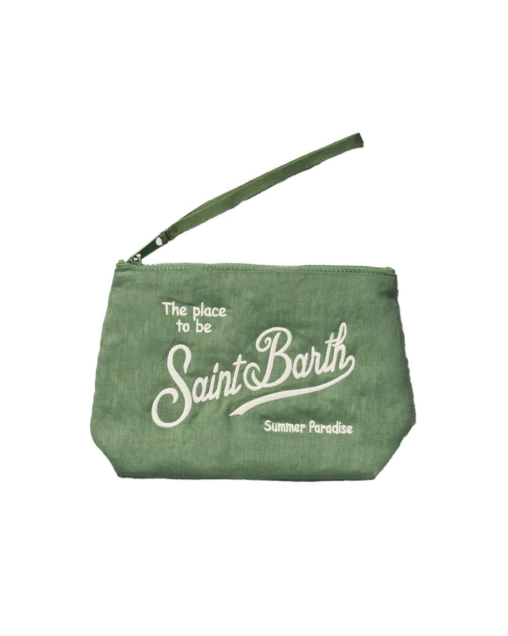 MC2 SAINT BARTH Pochette MC2 SAINT BARTH uomo ALINE SOFT LINEN ALI005101282L Verde logo zip laccetto ALI005101282L 53 