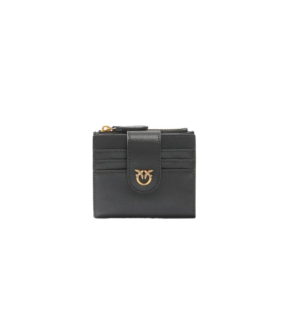 PINKO Portafoglio Pinko donna Multi Purpose Wallet 103610 A0F1 Nero pelle cotone zip placchetta texture 103610 A0F1 Z99Q 
