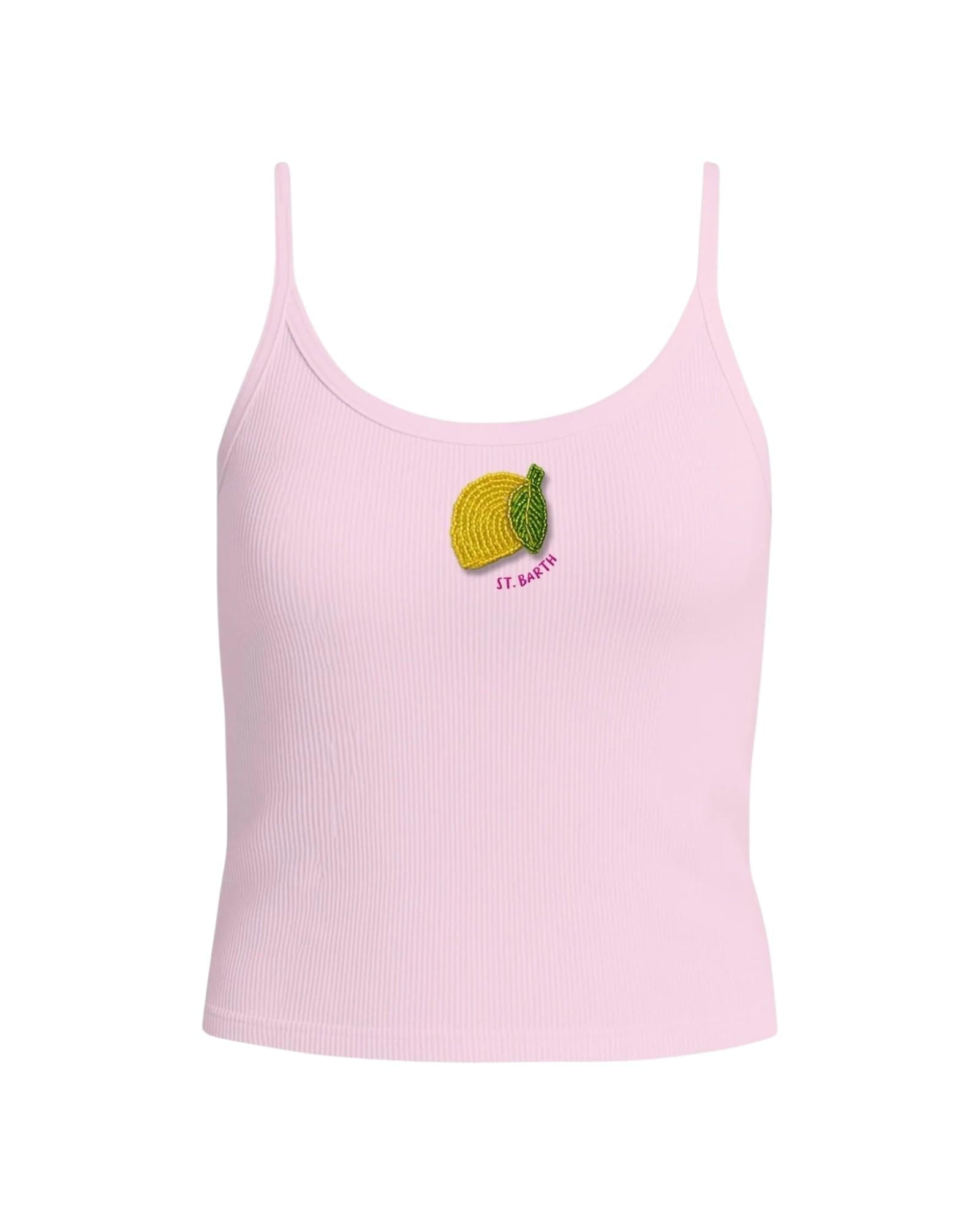 MC2 SAINT BARTH Top MC2 SAINT BARTH donna ZAI0001 08549L 20 Zaira Lemon Beads con logo ricamato e patch con perline Rosa<BR/> ZAI000108549L 20 