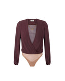 Body ELISABETTA FRANCHI donna CB00762E2 Cacao regular scollo a v pieghe pinces