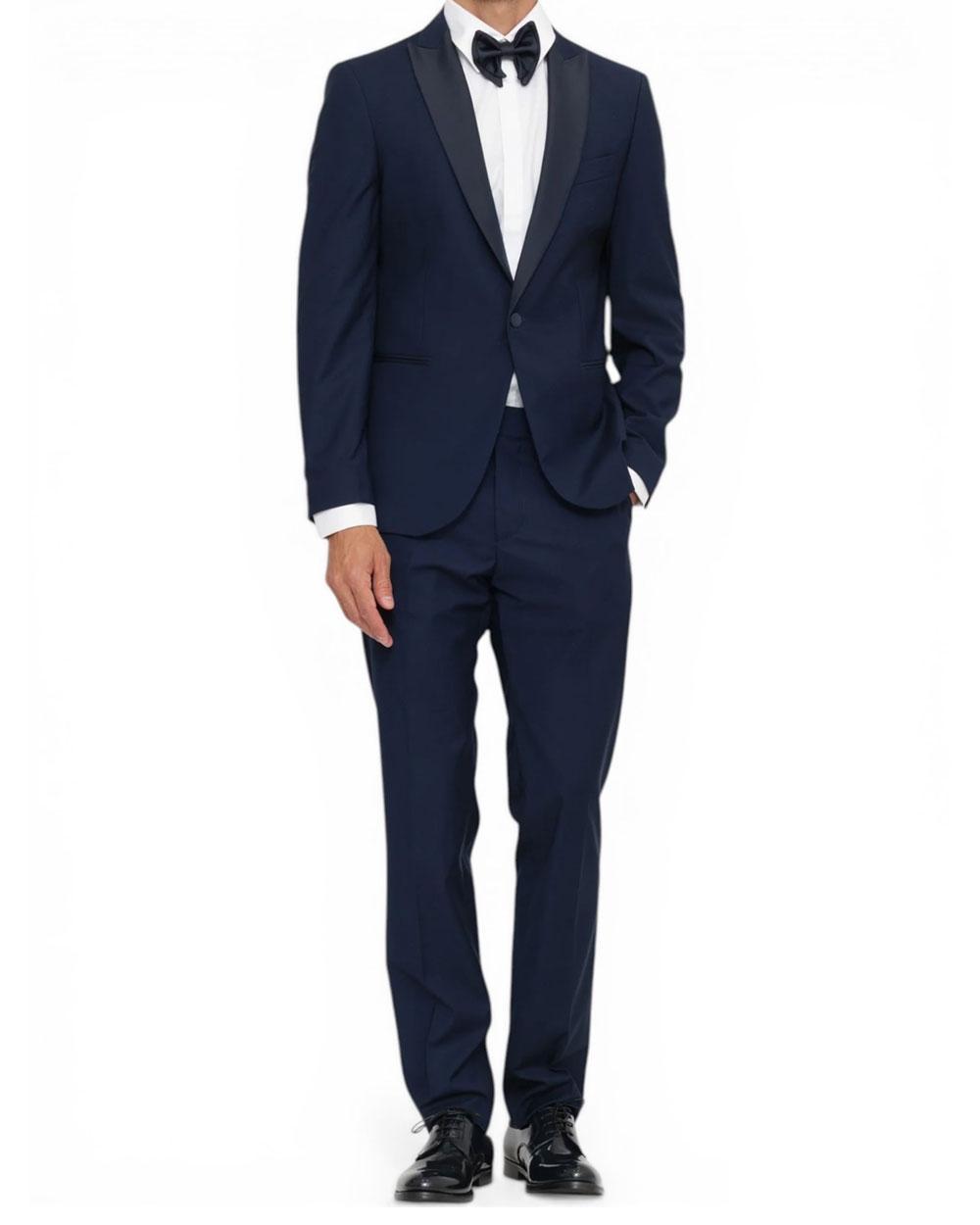 DANIELE ALESSANDRINI Abito Daniele Alessandrini uomo DUAM0010PL0072 blu smoking monopetto<BR/> DUAM0010PL0072 7000 