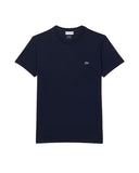 LACOSTE men's T-shirt TH6709 Blue fine cotton regular straight cut crocodile