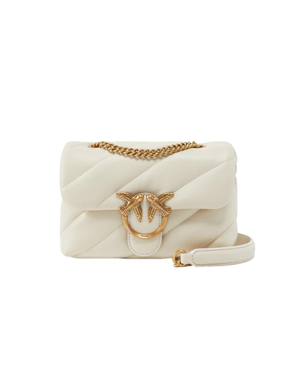 PINKO Borsa PINKO donna MINI LOVE BAG PUFF 100039A0F2 Bianca nappa pelle trapuntatura tracolla oro 100039A0F2 Z14Q 