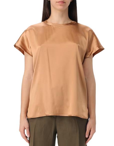 PINKO Blusa Pinko donna 100100A2JR Marrone seta girocollo orlo dritto 100100A2JR L17 