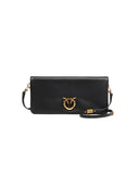PINKO Women's CLICK SOFT HORIZONTAL CLASSIC 106022A0QO Black leather rectangular clutch bag
