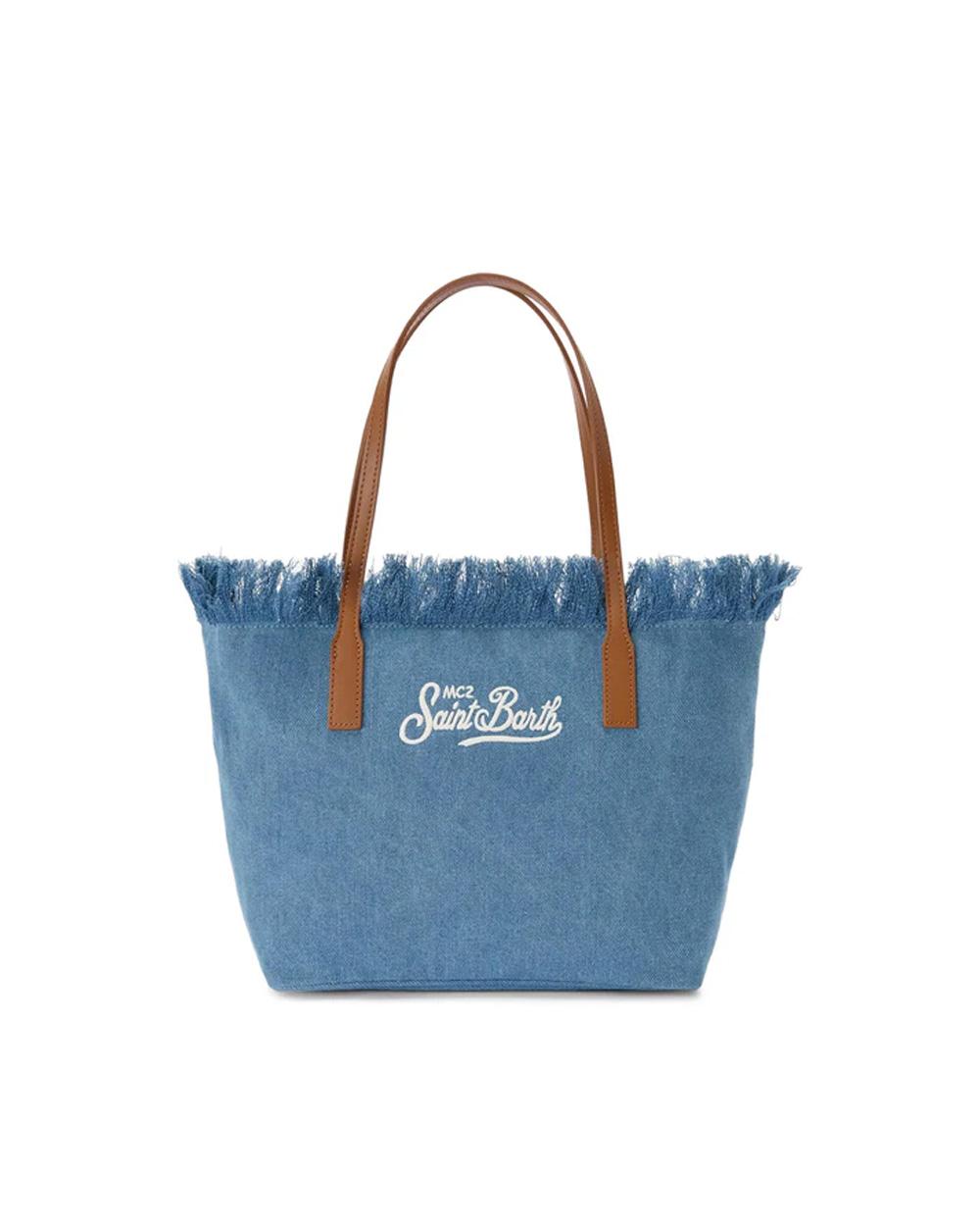 MC2 SAINT BARTH Borsa MC2 SAINT BARTH donna City Bag CBMF00100436L Azzurra canvas frange tasca zip CBMF00100436L 00 