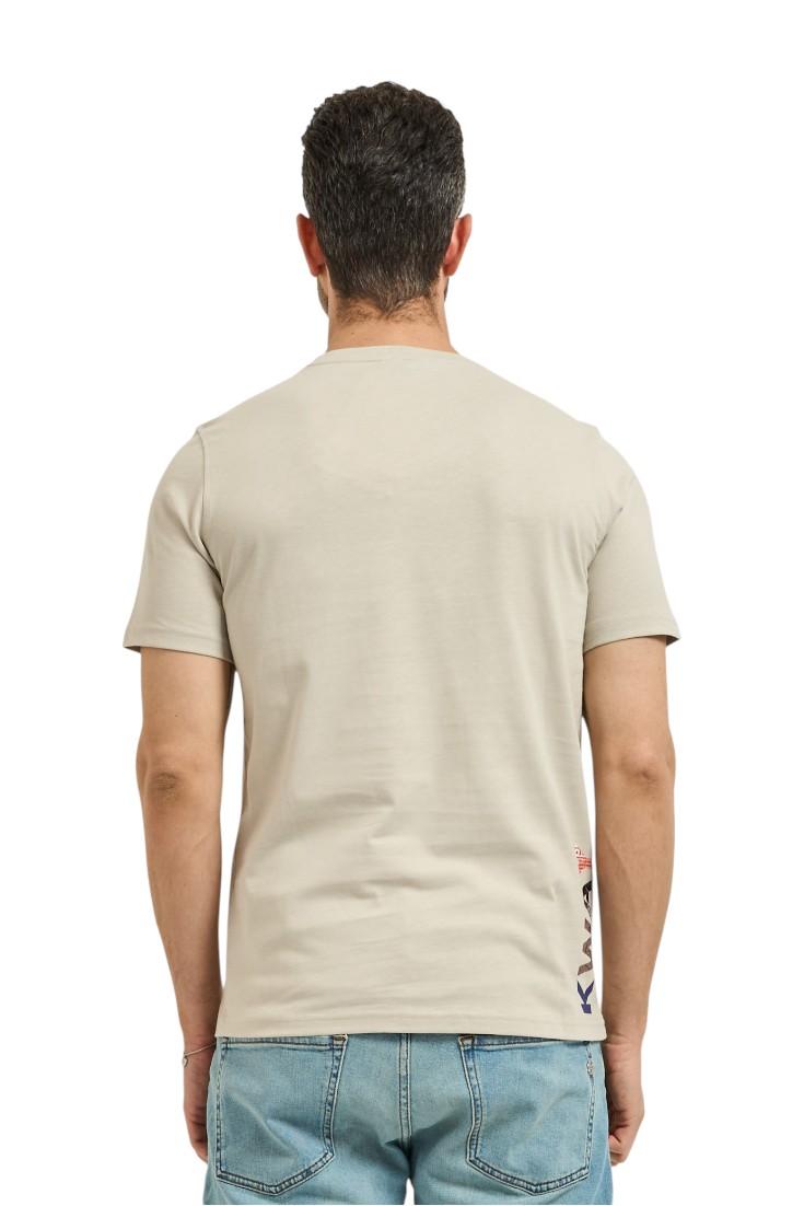 K-WAY T-shirt K-WAY uomo K71354W 634 Odom Slim Jersey Lettering in cotone Beige Lt K71354W 634 